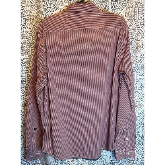 Buffalo David Bitton Mens Red & White Striped Slim Stretch Long Sleeve Shirt Siz - Picture 3 of 12